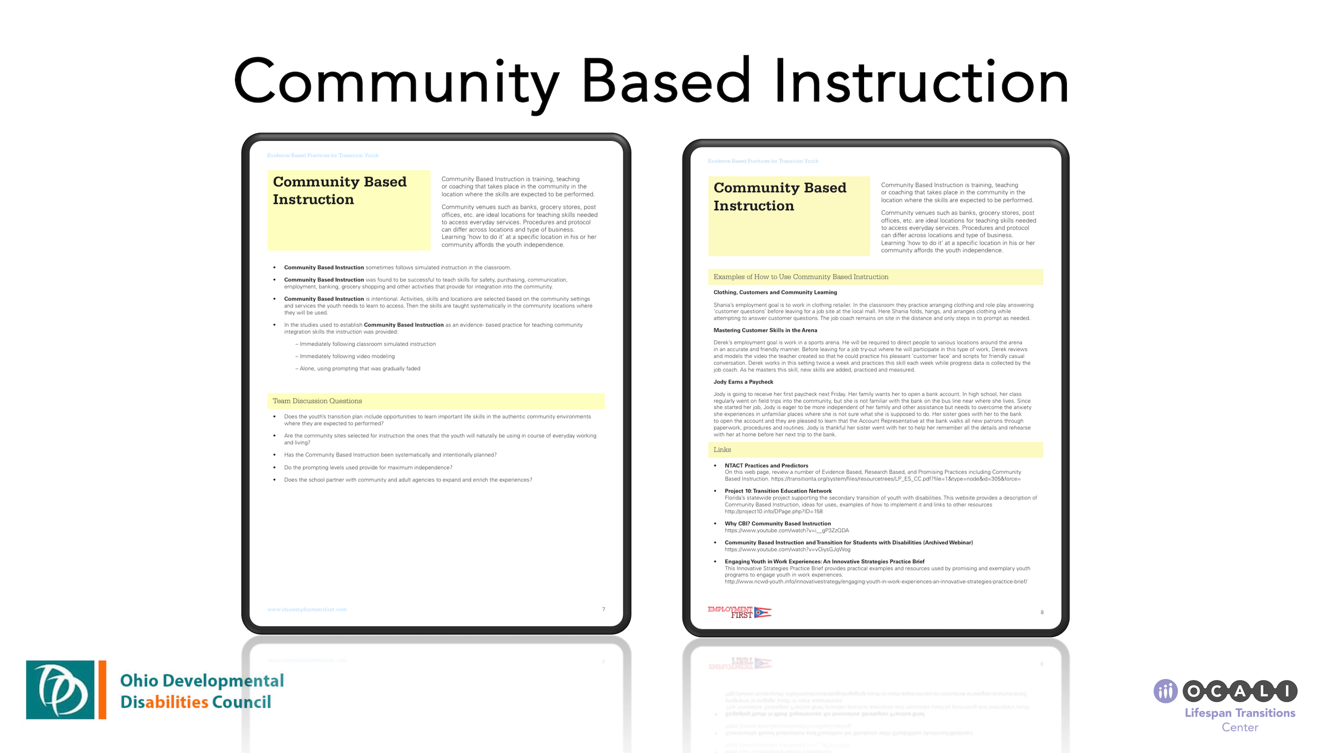S11 Slide Four Preview: Community Based Instruction Handout