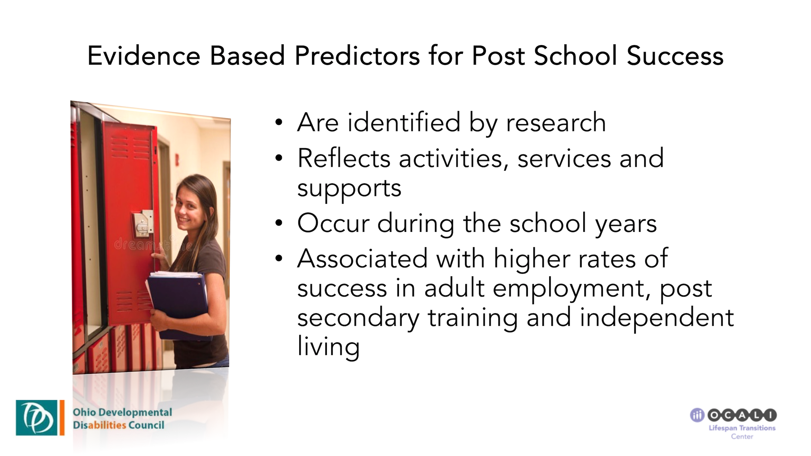 S12 Slide Four Preview: Evidence Based Predictors for Post School Success